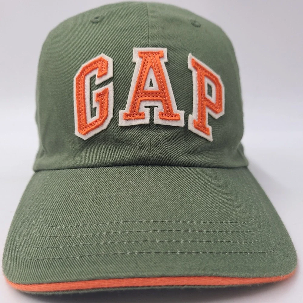 Kids Gap Hat Adjustable S-M Green Orange Logo Baseball Cap Casual Preppy Cotton